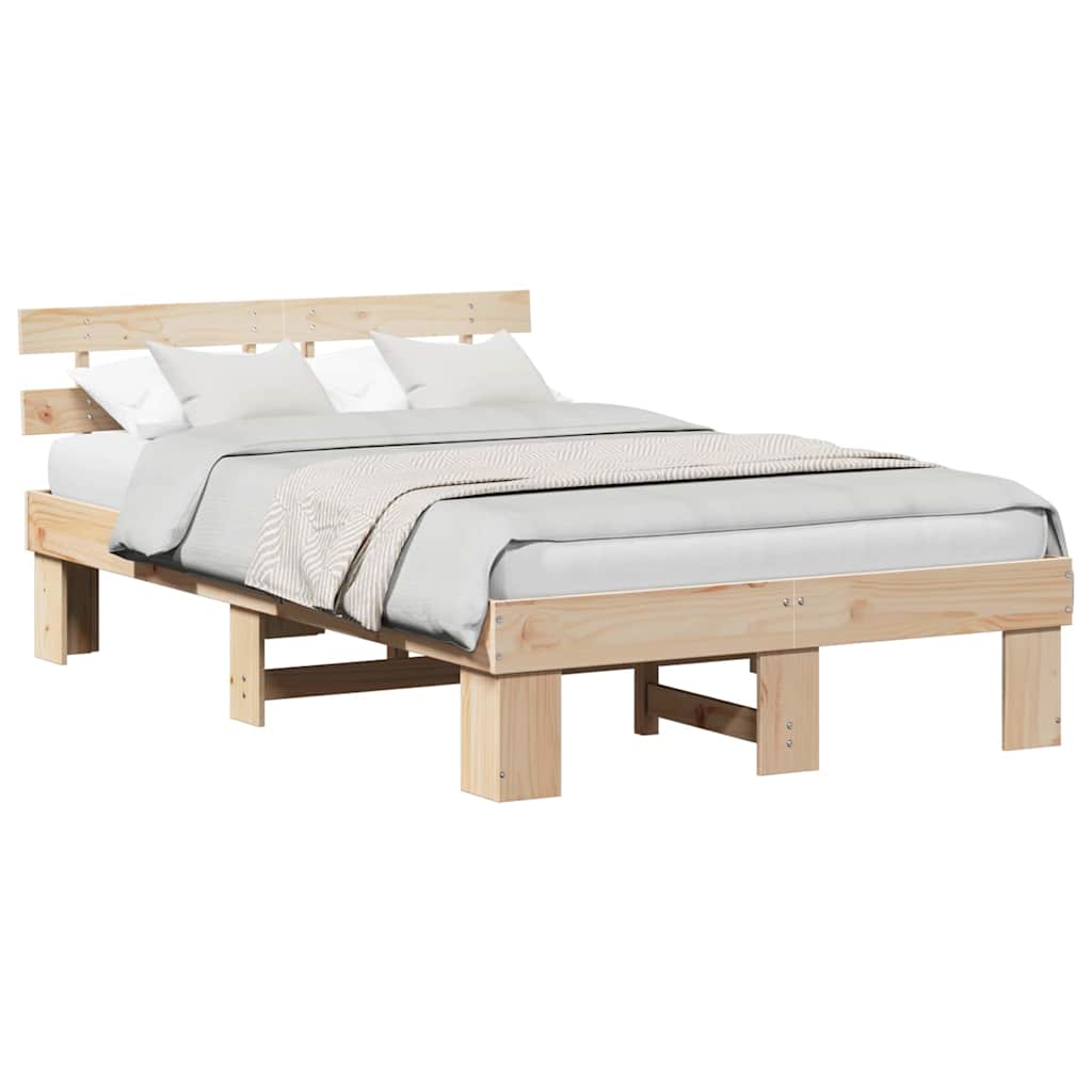 Bed Frame with Headboard Brown 135 x 190 cm